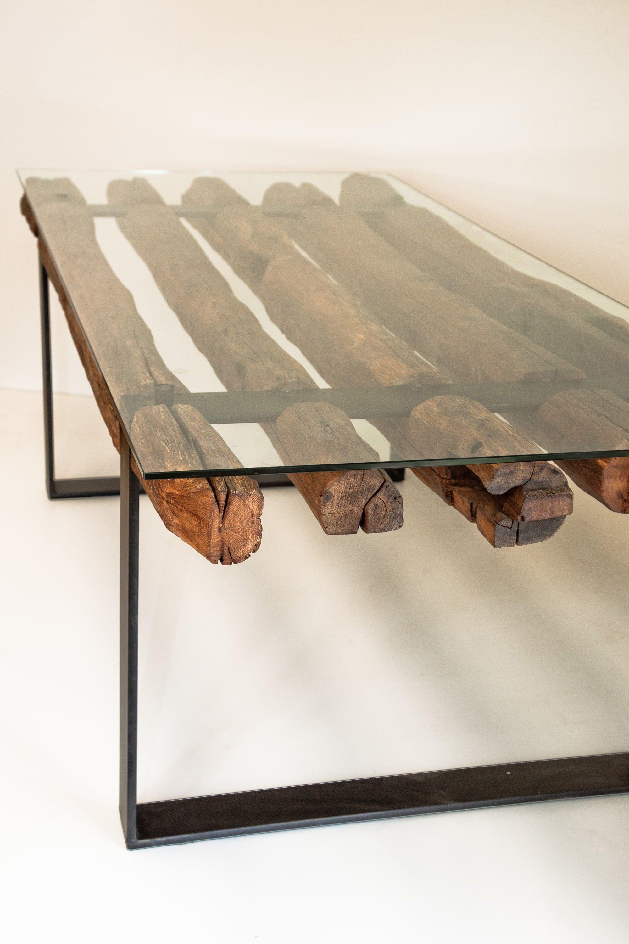 Esstisch Eiche rustikal mit Glasplatte