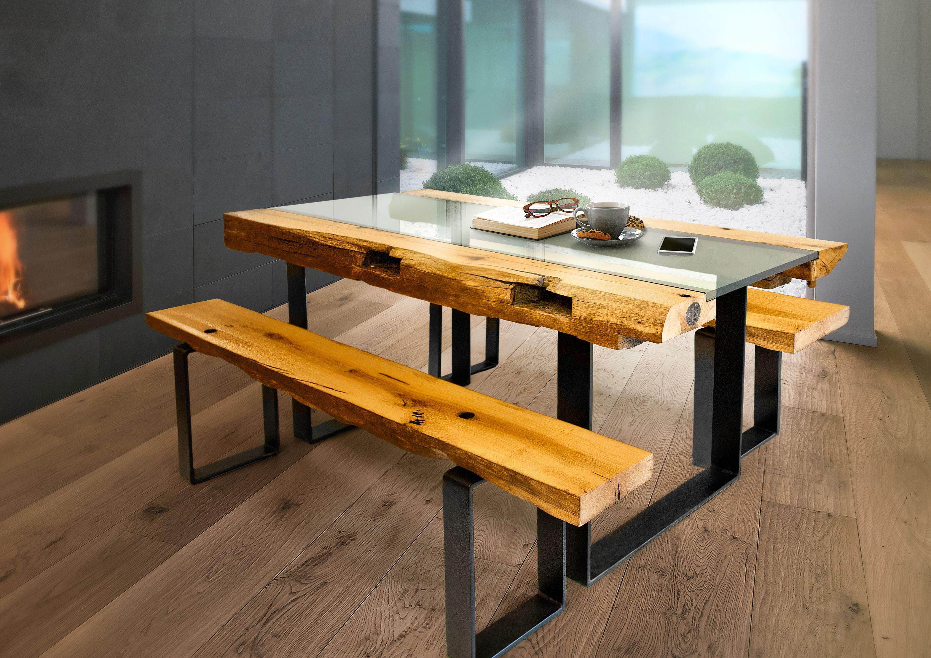 Esstisch Eiche rustikal mit Sitzbank